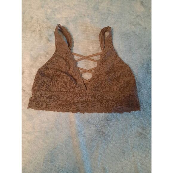Victoria's Secret PINK size S Brown Lace Halter Strappy Bralette Bra - Picture 1 of 3